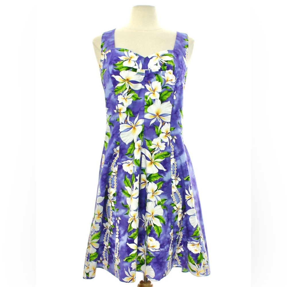 Lava Hut 90’s XL Purple Hawaiian Plumeria Dress Made in Hawaii %100 cotton which
